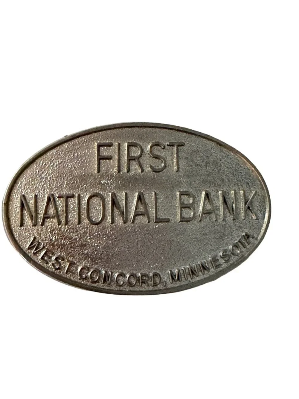 Vintage 1970s First National Bank West Concord Minnesota Belt Buckle